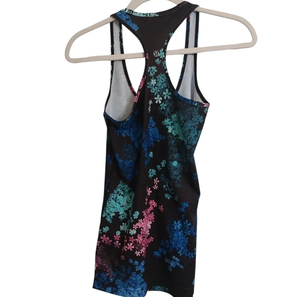 Lululemon Athletica Floral Racerback Tank in Black and Blue